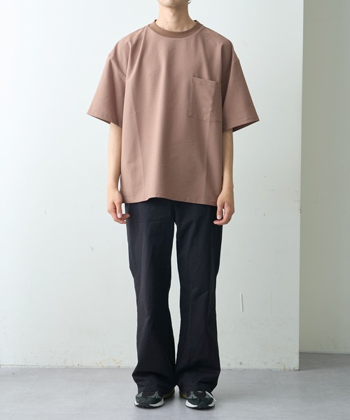 CIAOPANIC TYPY（チャオパニックティピー）の「ストレッチシアサッカーリンガーTee(セットアップ対応)（Tシャツ/カットソー・メンズ・カーキ/ブラック/モカ・LARGE/MEDIUM）」の15枚目の写真