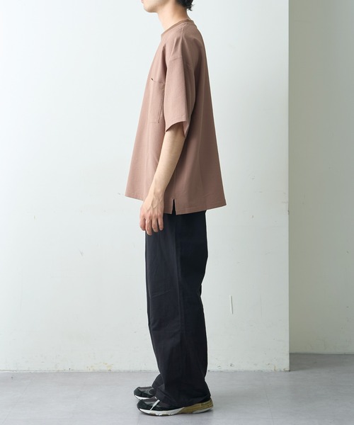 CIAOPANIC TYPY（チャオパニックティピー）の「ストレッチシアサッカーリンガーTee(セットアップ対応)（Tシャツ/カットソー・メンズ・カーキ/ブラック/モカ・LARGE/MEDIUM）」の14枚目の写真