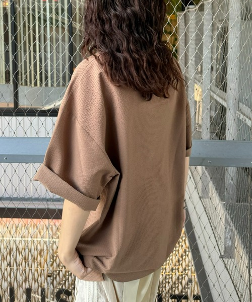 CIAOPANIC TYPY（チャオパニックティピー）の「ストレッチシアサッカーリンガーTee(セットアップ対応)（Tシャツ/カットソー・メンズ・カーキ/ブラック/モカ・LARGE/MEDIUM）」の19枚目の写真