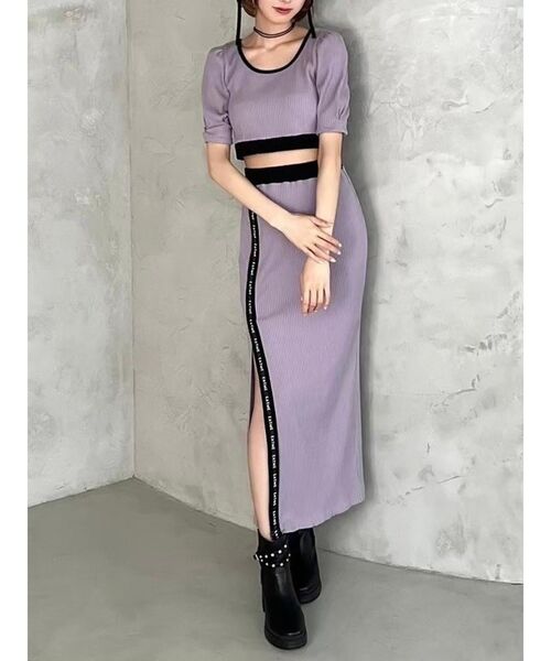 EATME(イートミー)の「バイカラータイトスカート(セットアップ可能)(スカート・レディース・アイボリー/ブラック/ラベンダー/グレー・FREE)」の5枚目の写真