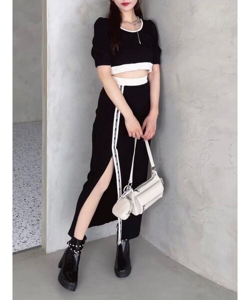 EATME(イートミー)の「バイカラータイトスカート(セットアップ可能)(スカート・レディース・アイボリー/ブラック/ラベンダー/グレー・FREE)」の8枚目の写真