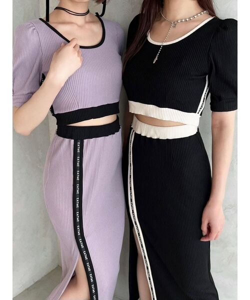 EATME(イートミー)の「バイカラータイトスカート(セットアップ可能)(スカート・レディース・アイボリー/ブラック/ラベンダー/グレー・FREE)」の11枚目の写真