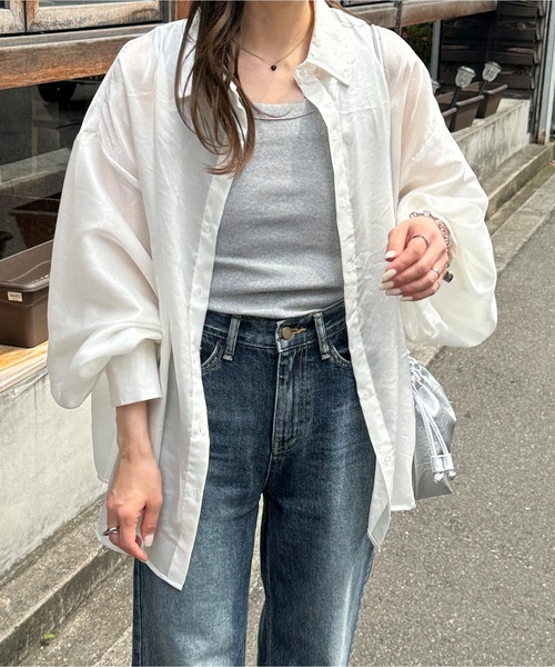 LE MORE(リモア)の「ワッシャールーズラメシアーシャツ(シャツ/ブラウス・レディース・ピンク/ホワイト/ブラック・FREE)」の17枚目の写真