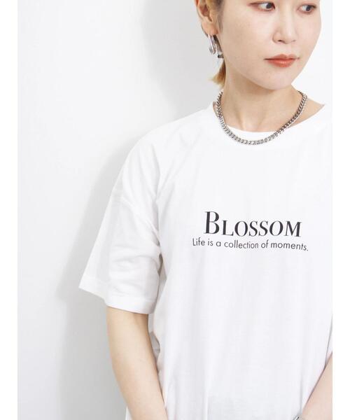 Samansa Mos2 blue(サマンサモスモスブルー)の「【USAコットン】フォトプリントチュニックTシャツ(Tシャツ/カットソー・レディース・パープル/ブラック/オフホワイト・F)」の1枚目の写真