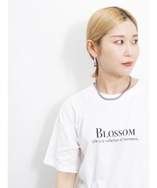 Samansa Mos2 blue(サマンサモスモスブルー)の「【USAコットン】フォトプリントチュニックTシャツ(Tシャツ/カットソー・レディース・パープル/ブラック/オフホワイト・F)」の7枚目の写真