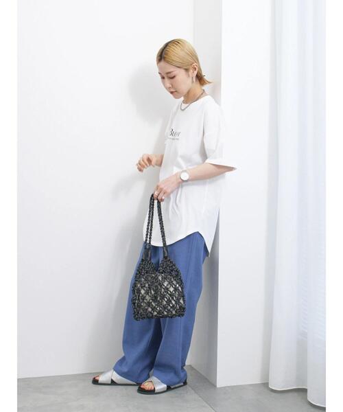 Samansa Mos2 blue(サマンサモスモスブルー)の「【USAコットン】フォトプリントチュニックTシャツ(Tシャツ/カットソー・レディース・パープル/ブラック/オフホワイト・F)」の10枚目の写真