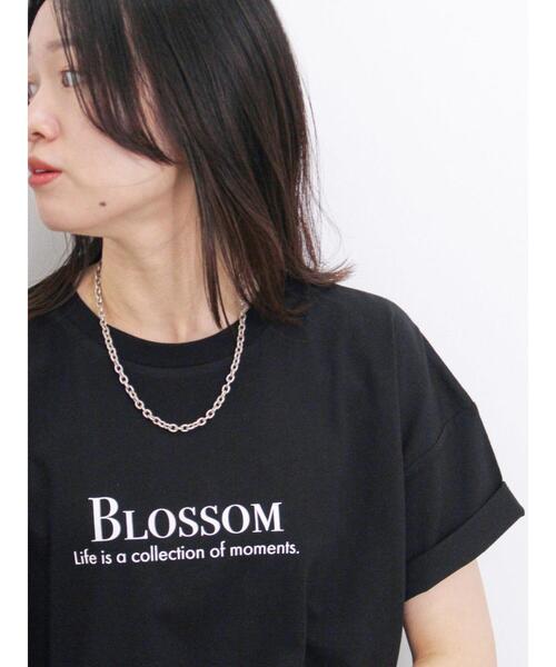 Samansa Mos2 blue(サマンサモスモスブルー)の「【USAコットン】フォトプリントチュニックTシャツ(Tシャツ/カットソー・レディース・パープル/ブラック/オフホワイト・F)」の11枚目の写真