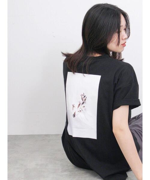 Samansa Mos2 blue(サマンサモスモスブルー)の「【USAコットン】フォトプリントチュニックTシャツ(Tシャツ/カットソー・レディース・パープル/ブラック/オフホワイト・F)」の13枚目の写真