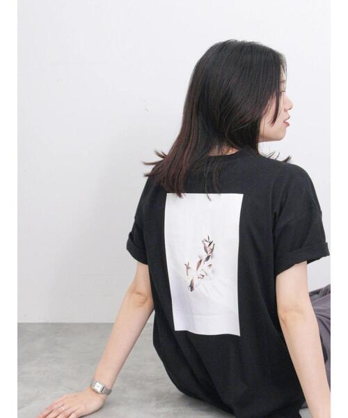 Samansa Mos2 blue(サマンサモスモスブルー)の「【USAコットン】フォトプリントチュニックTシャツ(Tシャツ/カットソー・レディース・パープル/ブラック/オフホワイト・F)」の14枚目の写真