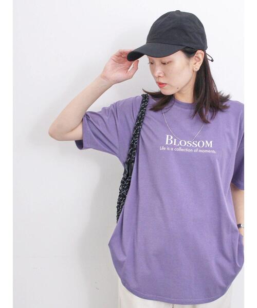 Samansa Mos2 blue(サマンサモスモスブルー)の「【USAコットン】フォトプリントチュニックTシャツ(Tシャツ/カットソー・レディース・パープル/ブラック/オフホワイト・F)」の16枚目の写真