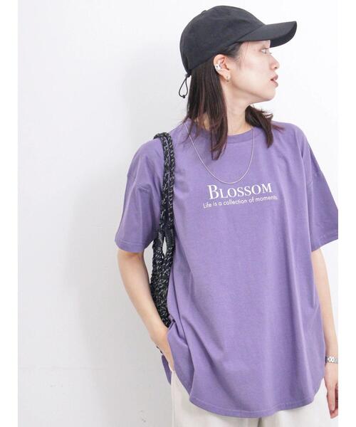 Samansa Mos2 blue(サマンサモスモスブルー)の「【USAコットン】フォトプリントチュニックTシャツ(Tシャツ/カットソー・レディース・パープル/ブラック/オフホワイト・F)」の17枚目の写真