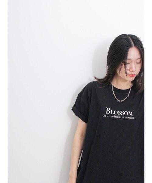 Samansa Mos2 blue(サマンサモスモスブルー)の「【USAコットン】フォトプリントチュニックTシャツ(Tシャツ/カットソー・レディース・パープル/ブラック/オフホワイト・F)」の22枚目の写真