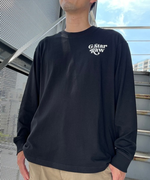 G-STAR（ジースター）の「FOXY CHEST BOXY T-SHIRT/グラフィックロゴオーバーサイズロングスリーブT（Tシャツ/カットソー・メンズ・ホワイト/ダークブラック・SMALL/MEDIUM/LARGE/X-LARGE/X-SMALL）」の7枚目の写真