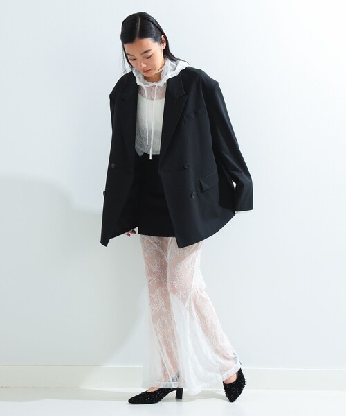 Ray BEAMS（レイビームス）の「レース シアー フレア パンツ（その他パンツ・レディース・ブラック/ホワイト・ONE SIZE）」の14枚目の写真