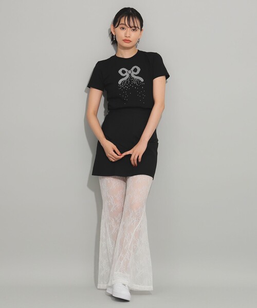 Ray BEAMS（レイビームス）の「レース シアー フレア パンツ（その他パンツ・レディース・ブラック/ホワイト・ONE SIZE）」の12枚目の写真