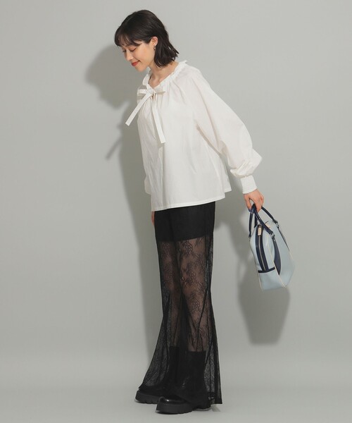 Ray BEAMS（レイビームス）の「レース シアー フレア パンツ（その他パンツ・レディース・ブラック/ホワイト・ONE SIZE）」の10枚目の写真