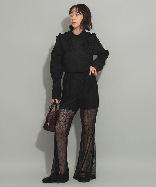 Ray BEAMS（レイビームス）の「レース シアー フレア パンツ（その他パンツ・レディース・ブラック/ホワイト・ONE SIZE）」の21枚目の写真