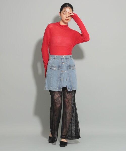 Ray BEAMS（レイビームス）の「レース シアー フレア パンツ（その他パンツ・レディース・ブラック/ホワイト・ONE SIZE）」の18枚目の写真