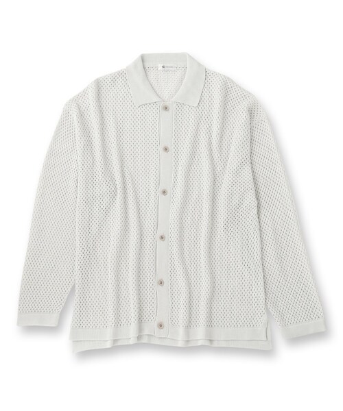 tk.TAKEO KIKUCHI(ティーケータケオキクチ)の「透かし編みニットシャツ(シャツ/ブラウス・メンズ・ブルー系その他/ブラック/オフホワイト・02/03)」の4枚目の写真