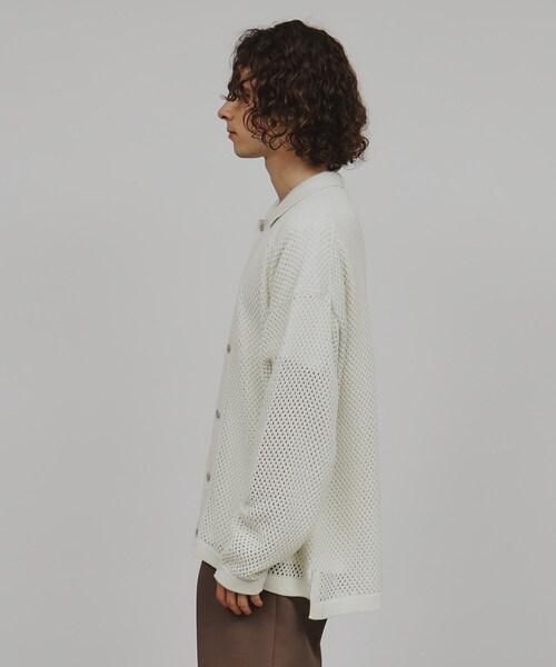 tk.TAKEO KIKUCHI(ティーケータケオキクチ)の「透かし編みニットシャツ(シャツ/ブラウス・メンズ・ブルー系その他/ブラック/オフホワイト・02/03)」の6枚目の写真