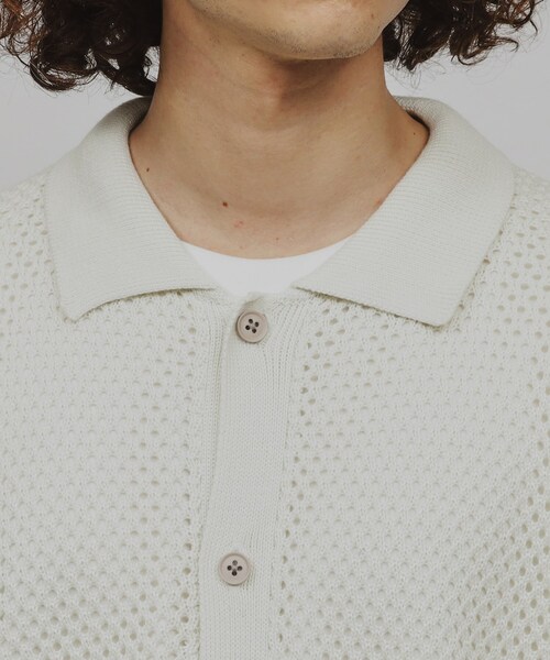 tk.TAKEO KIKUCHI(ティーケータケオキクチ)の「透かし編みニットシャツ(シャツ/ブラウス・メンズ・ブルー系その他/ブラック/オフホワイト・02/03)」の8枚目の写真