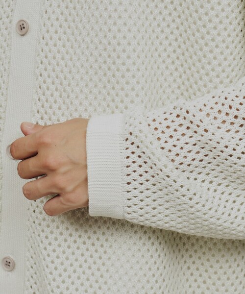 tk.TAKEO KIKUCHI(ティーケータケオキクチ)の「透かし編みニットシャツ(シャツ/ブラウス・メンズ・ブルー系その他/ブラック/オフホワイト・02/03)」の10枚目の写真