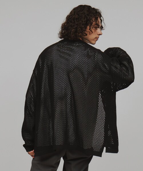 tk.TAKEO KIKUCHI(ティーケータケオキクチ)の「透かし編みニットシャツ(シャツ/ブラウス・メンズ・ブルー系その他/ブラック/オフホワイト・02/03)」の12枚目の写真