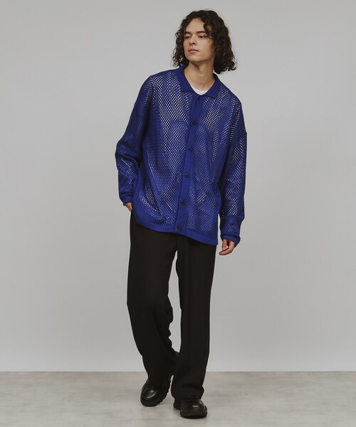 tk.TAKEO KIKUCHI(ティーケータケオキクチ)の「透かし編みニットシャツ(シャツ/ブラウス・メンズ・ブルー系その他/ブラック/オフホワイト・02/03)」の17枚目の写真