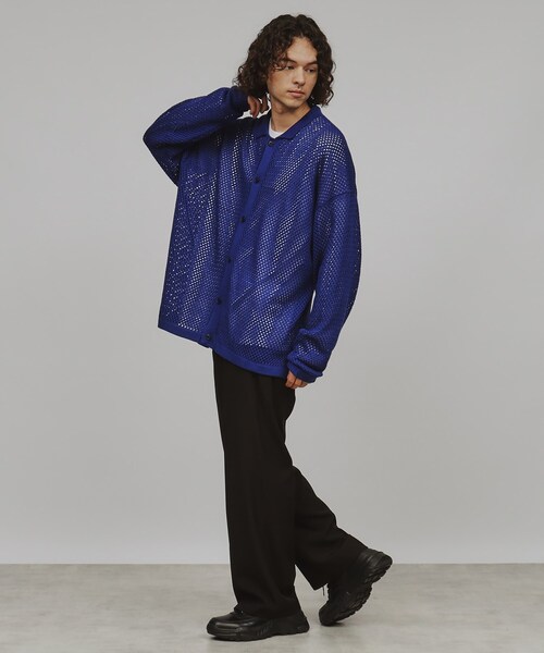 tk.TAKEO KIKUCHI(ティーケータケオキクチ)の「透かし編みニットシャツ(シャツ/ブラウス・メンズ・ブルー系その他/ブラック/オフホワイト・02/03)」の18枚目の写真