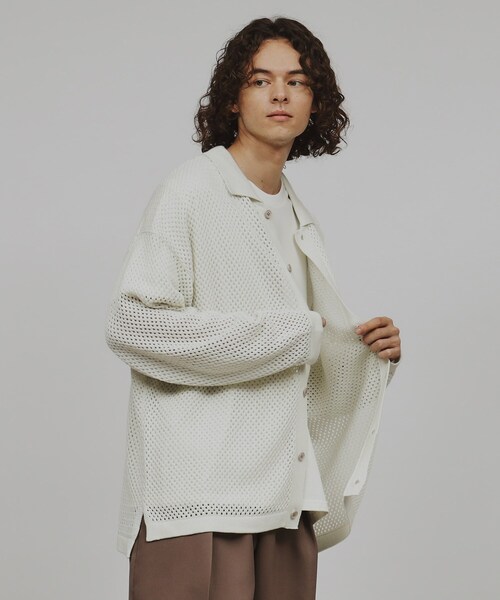 tk.TAKEO KIKUCHI(ティーケータケオキクチ)の「透かし編みニットシャツ(シャツ/ブラウス・メンズ・ブルー系その他/ブラック/オフホワイト・02/03)」の20枚目の写真