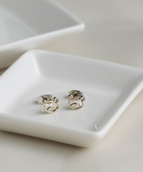 colleca la（コレカラ）の「ねことくまのピアス（ピアス（両耳用）・レディース・シルバー系1/シルバー系2/ゴールド系1/ゴールド系2・FREE）」の4枚目の写真
