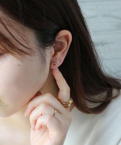 colleca la（コレカラ）の「ねことくまのピアス（ピアス（両耳用）・レディース・シルバー系1/シルバー系2/ゴールド系1/ゴールド系2・FREE）」の5枚目の写真