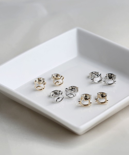 colleca la（コレカラ）の「ねことくまのピアス（ピアス（両耳用）・レディース・シルバー系1/シルバー系2/ゴールド系1/ゴールド系2・FREE）」の7枚目の写真