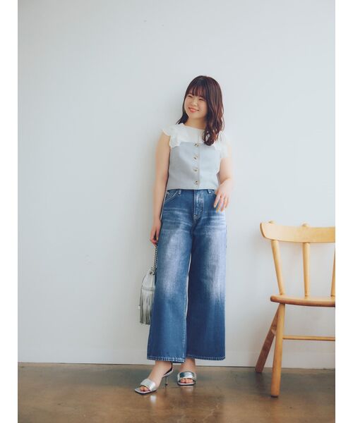 COHINA(コヒナ)の「セミシアーラッフルブラウス【低身長・小柄女性】(シャツ/ブラウス・レディース・ピンク/ブラック/ホワイト・ONE SIZE)」の8枚目の写真