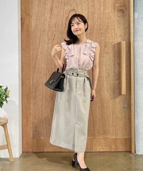 セール】セミシアーラッフルブラウス【低身長・小柄女性