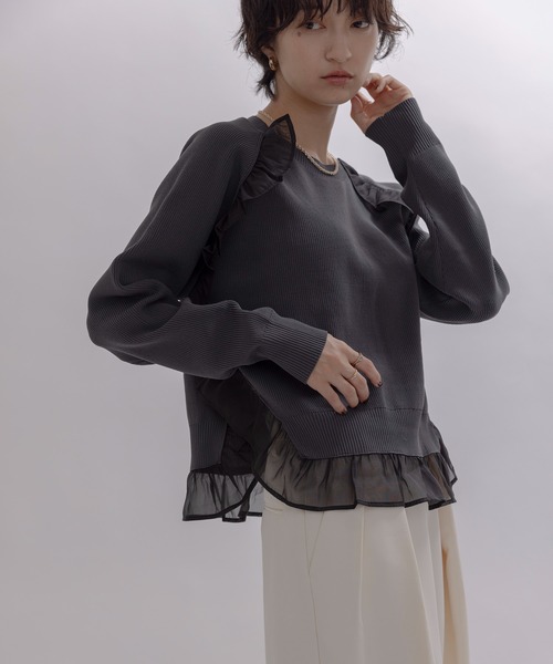 エイミーロウ　新作 釦付きブロック配色リブニット Eimee Law│Eimee Law & LHELBIE 公式