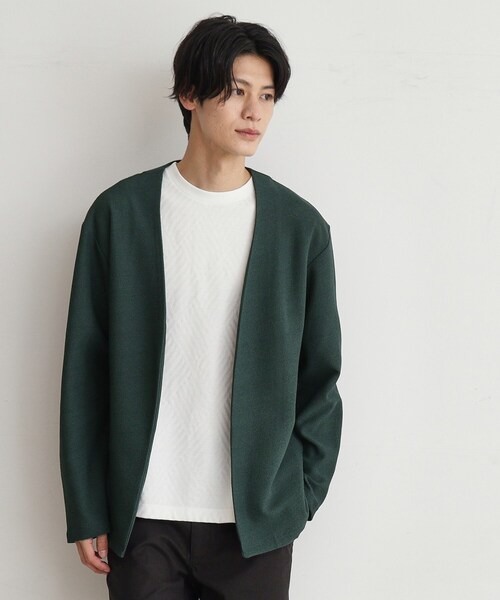 THE SHOP TK （ザ ショップ ティーケー ）の「◆バルキータッチノーカラーカーディガン（カーディガン/ボレロ・メンズ・スモーキーグリーン系/ブラウン系その他/オレンジ/ネイビー・02/03/04）」の2枚目の写真