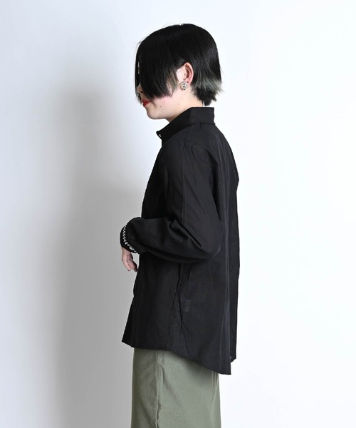 MARAI(マーライ)の「刺繍デザイン 長袖シャツブラウス(シャツ/ブラウス・レディース・グリーン/ブラック・FREE)」の7枚目の写真