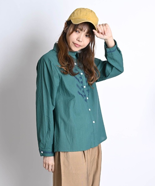 MARAI(マーライ)の「刺繍デザイン 長袖シャツブラウス(シャツ/ブラウス・レディース・グリーン/ブラック・FREE)」の15枚目の写真