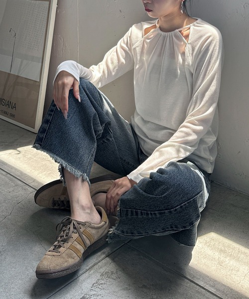 feepur(フェピュール)の「バックリボンカットアウトロンTee(Tシャツ/カットソー・レディース・オフホワイト/ブラック・MEDIUM)」の6枚目の写真