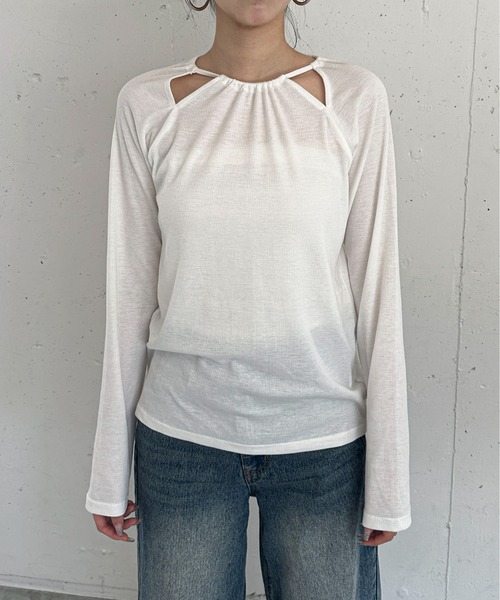 feepur(フェピュール)の「バックリボンカットアウトロンTee(Tシャツ/カットソー・レディース・オフホワイト/ブラック・MEDIUM)」の21枚目の写真