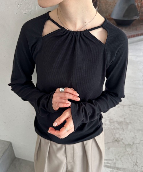 feepur(フェピュール)の「バックリボンカットアウトロンTee(Tシャツ/カットソー・レディース・オフホワイト/ブラック・MEDIUM)」の15枚目の写真