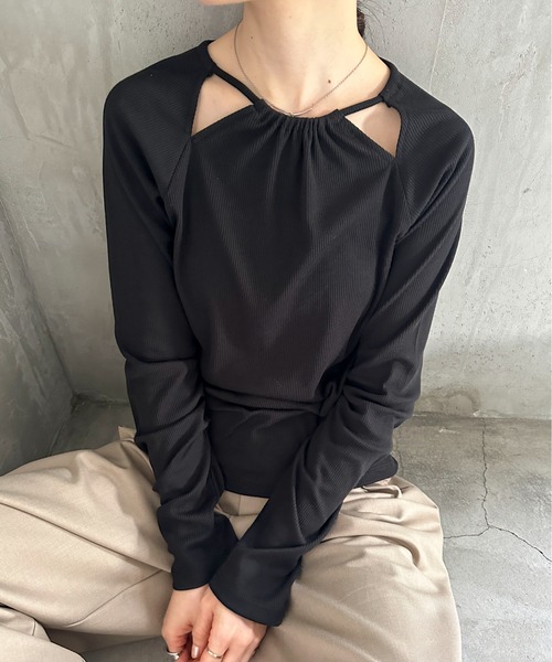 feepur(フェピュール)の「バックリボンカットアウトロンTee(Tシャツ/カットソー・レディース・オフホワイト/ブラック・MEDIUM)」の17枚目の写真
