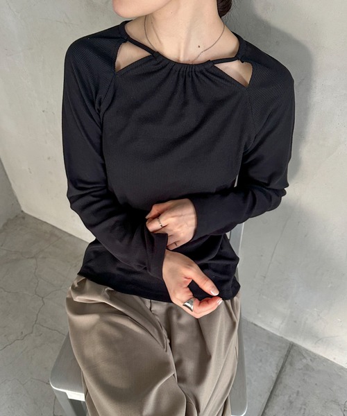 feepur(フェピュール)の「バックリボンカットアウトロンTee(Tシャツ/カットソー・レディース・オフホワイト/ブラック・MEDIUM)」の18枚目の写真