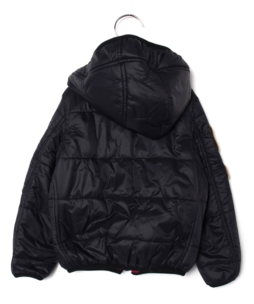 JOEY HYSTERIC（ジョーイヒステリック）の「プリマロフトナイロンタフタ リバーシブルフーデッド ブルゾン（ブルゾン・キッズ・ブラック/ピンク/ホワイト・SMALL/MEDIUM）」の4枚目の写真