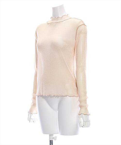 clear（クリア）の「ラメシアートップス [着回し万能 肌触り柔らか ストレッチ性]≪2024AW新作≫（Tシャツ/カットソー・レディース・オフホワイト/ライトグレー/ライトベージュ/サックスブルー・F）」の12枚目の写真