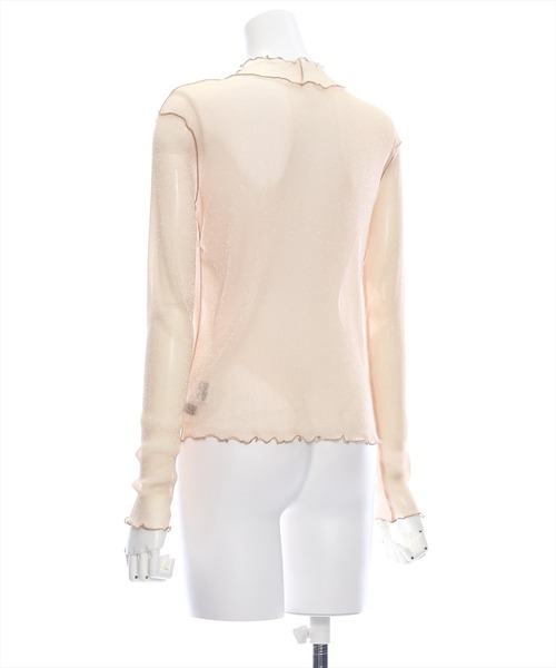 clear（クリア）の「ラメシアートップス [着回し万能 肌触り柔らか ストレッチ性]≪2024AW新作≫（Tシャツ/カットソー・レディース・オフホワイト/ライトグレー/ライトベージュ/サックスブルー・F）」の14枚目の写真