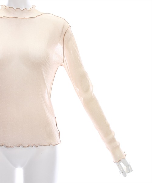 clear（クリア）の「ラメシアートップス [着回し万能 肌触り柔らか ストレッチ性]≪2024AW新作≫（Tシャツ/カットソー・レディース・オフホワイト/ライトグレー/ライトベージュ/サックスブルー・F）」の17枚目の写真