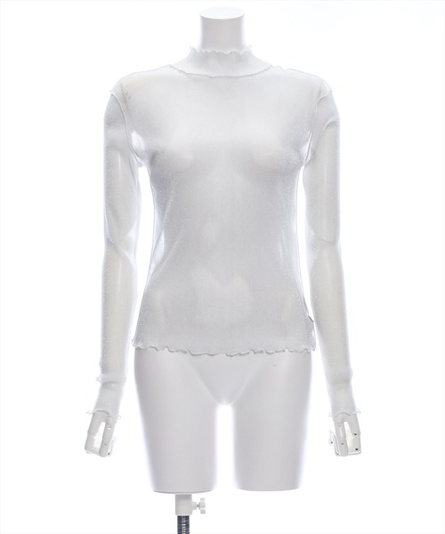 clear（クリア）の「ラメシアートップス [着回し万能 肌触り柔らか ストレッチ性]≪2024AW新作≫（Tシャツ/カットソー・レディース・オフホワイト/ライトグレー/ライトベージュ/サックスブルー・F）」の20枚目の写真