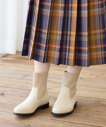 coca（ANDEX shoes product） | リブニット 切り替え ソックスブーツ(ブーツ)